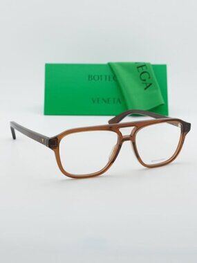 Bottega Veneta BV1294O 005 Unisex Aviator Eyeglasses 56mm – Brown